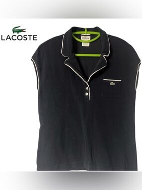 Lacoste Black Sleeveless Polo with White Trim limited edition